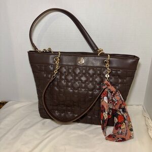 Brown Beautiful ANNE KLEIN Eloiseq Tote/ Handbag w/Scarf New without Tags